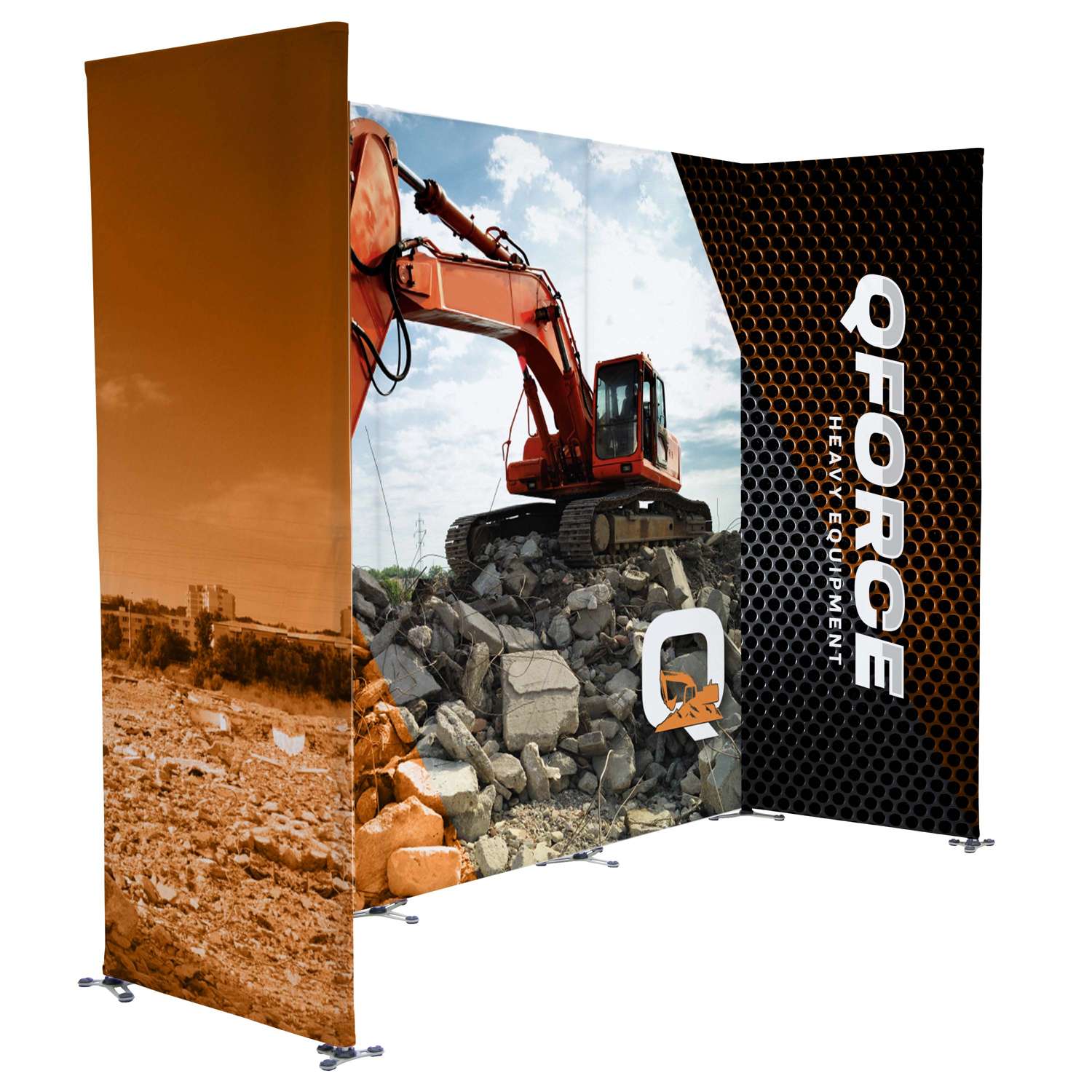 U-shaped fabric backwall with printed side panels