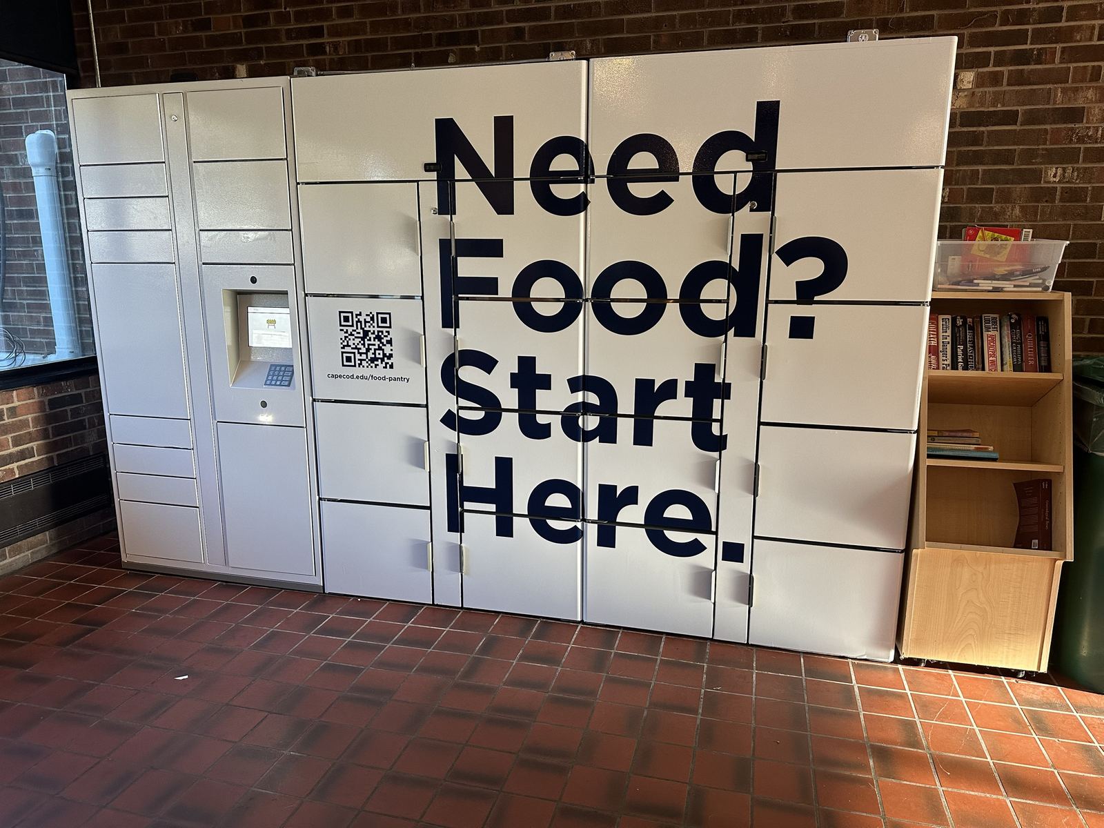 Wrapped lockers with bold lettering and QR code