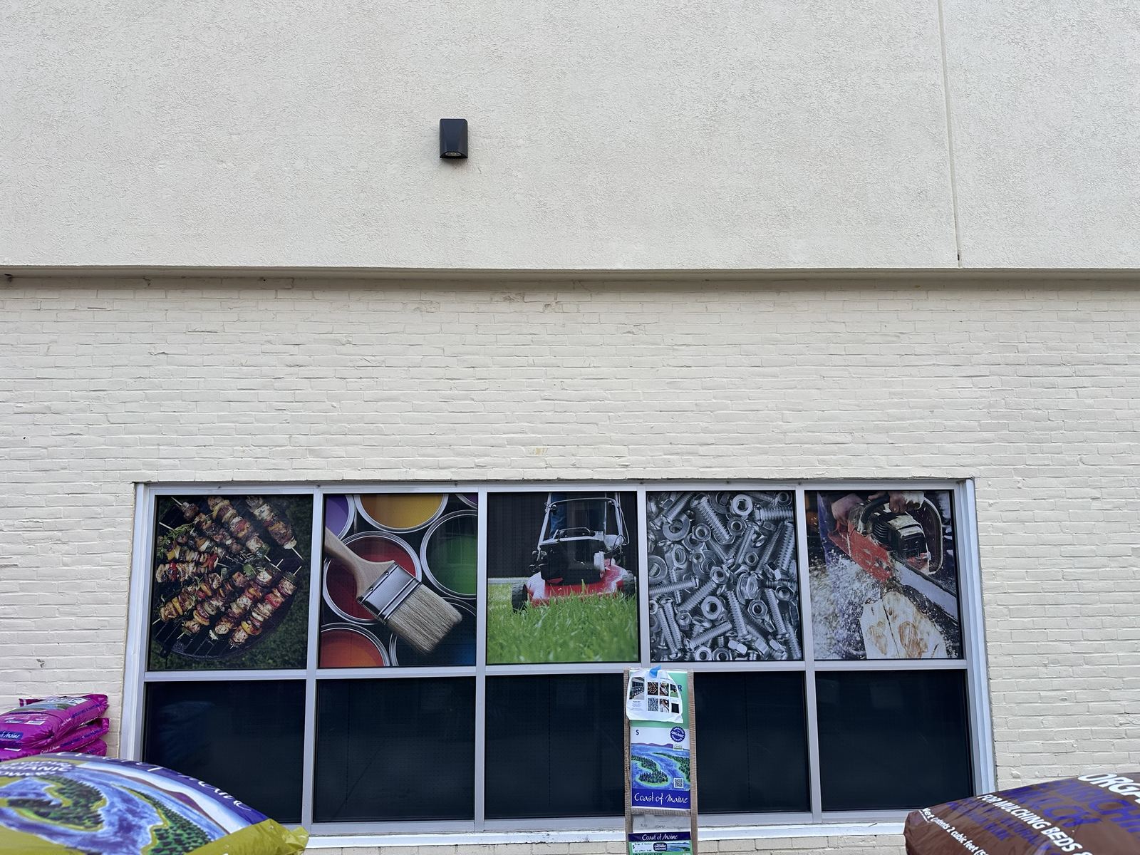 Photo panel window graphics on a storefront