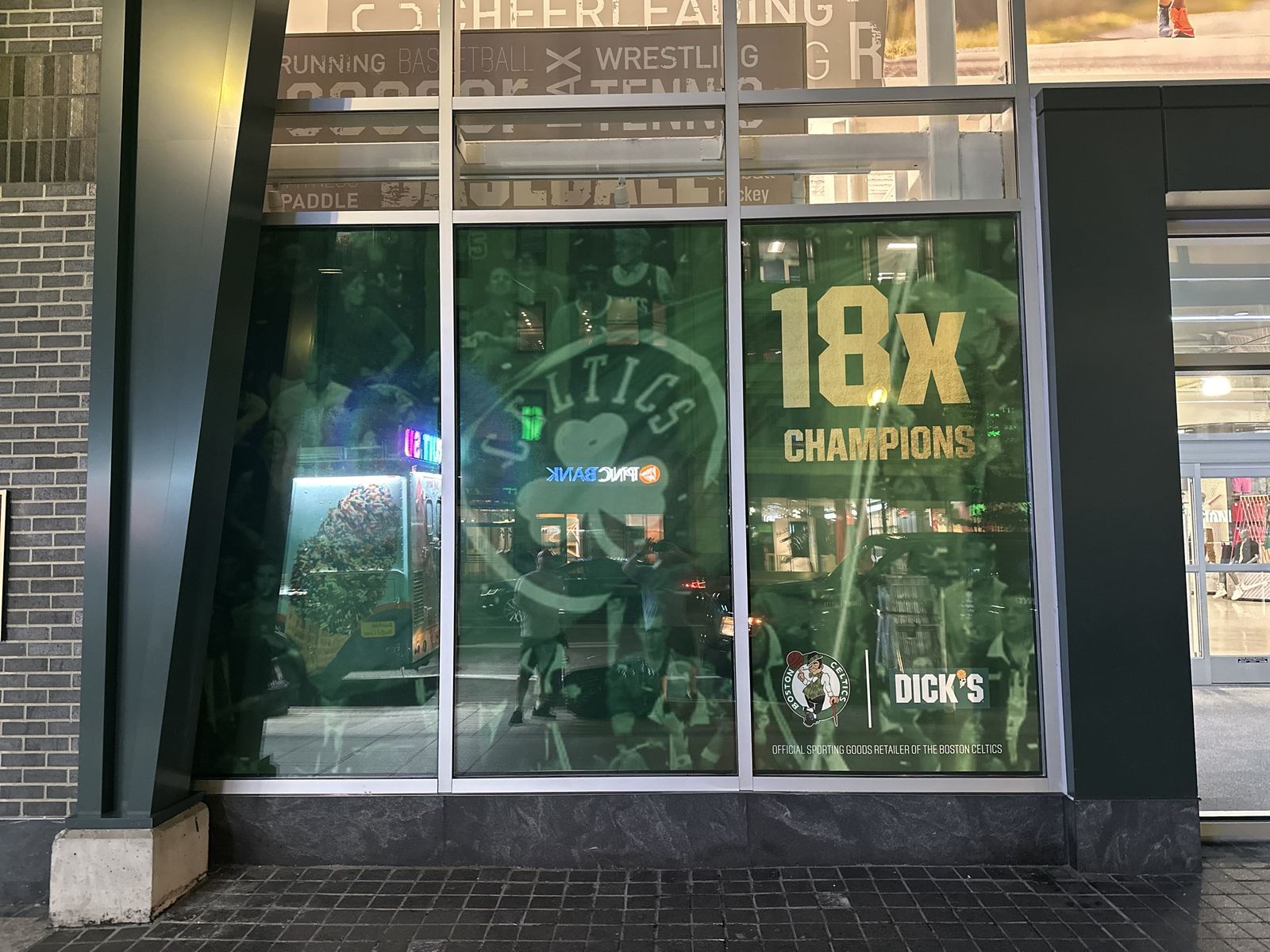 Printed window graphics across a retail storefront