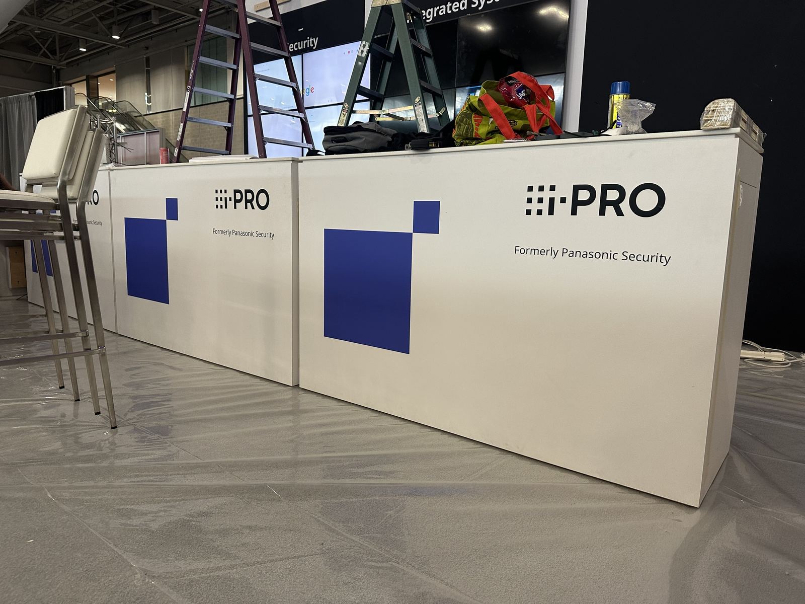 Row of wrapped trade show counters